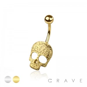 SKULL 316L SURGICAL STEEL NAVEL BELLY RING