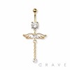 ANGEL WINGS CHAIN DANGLE 316L SURGICAL STEEL NAVEL BELLY RING