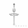 ANGEL WINGS CHAIN DANGLE 316L SURGICAL STEEL NAVEL BELLY RING