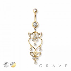 HEART BUTTERFLY 316L SURGICAL STEEL NAVEL BELLY RING