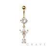 TRIPLE MARQUISE TEAR DROP 316L SURGICAL STEEL NAVEL BELLY RING