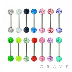 ULTRA GLITTER ACRYLIC COLOR BALL 316L SURGICAL STEEL BARBELL