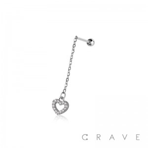 HEART CHAIN 316L SURGICAL STEEL CARTILAGE BARBELL