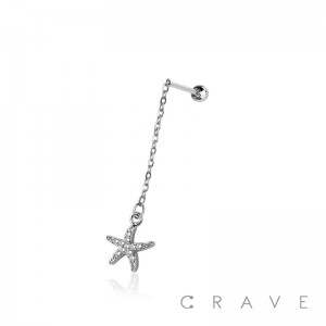 STAR FISH CHAIN 316L SURGICAL STEEL CHAIN CARTILAGE BARBELL