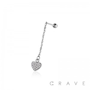 HEART CHAIN 316L SURGICAL STEEL CARTILAGE BARBELL