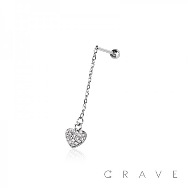 HEART CHAIN 316L SURGICAL STEEL CARTILAGE BARBELL