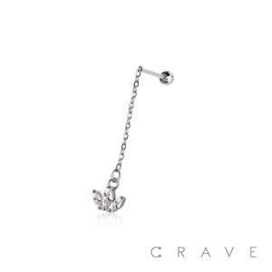 CROWN CHAIN 316L SURGICAL STAINLESS STEEL CARTILAGE BARBELL