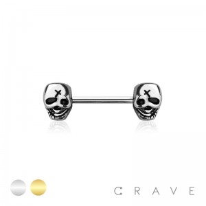 SKULL HEAD 316L SURGICAL STEEL NIPPLE BAR