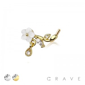  FLOWER DANGLE 316L SURGICAL STEEL L-SHAPE NOSE STUD