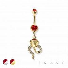 COBRA CHARM DANGLE 316L SURGICAL STEEL NAVEL BELLY RING