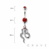 COBRA CHARM DANGLE 316L SURGICAL STEEL NAVEL BELLY RING