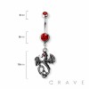 JEWELED EYE DRAGON DANGLE 316L SURGICAL STEEL NAVEL BELLY RING