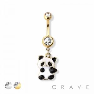 BABY PANDA DANGLE 316L SURGICAL STEEL NAVEL RING