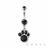 PAW EPOXY DANGLE 316L SURGICAL STEEL NAVEL RING