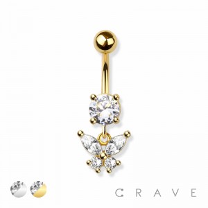 BUTTERFLY DANGLE 316L SURGICAL STEEL NAVEL RING