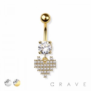 HEART DANGLE 316L SURGICAL STEEL NAVEL RING