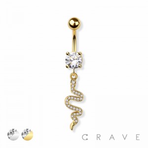 SNAKE DANGLE 316L SURGICAL STEEL NAVEL RING