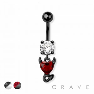 DEVIL HEART 316L SURGICAL STEEL NAVEL BELLY RING