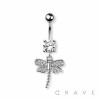 DRAGON FLY DANGLE 316L SURGICAL STEEL NAVEL RING