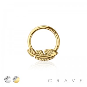 316L SURGICAL STEEL LEAF SEGMENT RING FOR SEPTUM, HELIX, TRAGUS, CAPTIVE