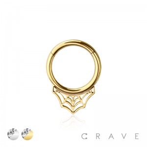 316L SURGICAL STEEL SPIDER WEB SEGMENT RING FOR SEPTUM, HELIX, TRAGUS, CAPTIVE