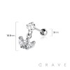 CROWN 316L SURGICAL STEEL DANGLE CARTILAGE BARBELL	