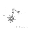 CZ PRONG PAVED SUNBURST DANGLE 316L SURGICAL STEEL CARTILAGE