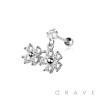 CZ PRONG PAVED FLOWERS DANGLE 316L SURGICAL STEEL CARTILAGE