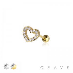 GEM HEART TOP 316L SURGICAL STEEL CARTILAGE