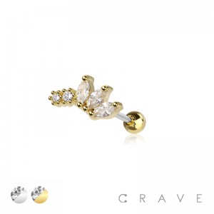 MARQUISE FAN 316L SURGICAL STEEL CARTILAGE BARBELL