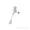 DOUBLE FLOWER 316L SURGICAL STEEL CHAIN CARTILAGE BARBELL