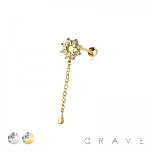 FLOWER 316L SURGICAL STEEL CHAIN CARTILAGE BARBELL