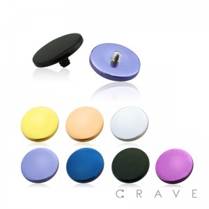 PVD PLATED OVER 316L SURGICAL STEEL INTERNALLY THREADED ROUND FLAT DISC DERMAL TOP(TOP PART ONLY)