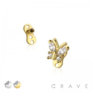 BUTTERFLY HEAD AND BASE DERMAL SET 316L SURGICAL STEEL