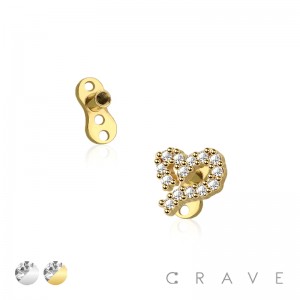 LINE GEM HEART HEAD AND BASE DERMAL SET 316L SURGICAL STAINLESS STEEL