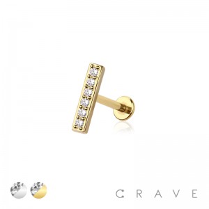 CZ BAR TOP 316L SURGICAL STEEL LABRET/MONROE