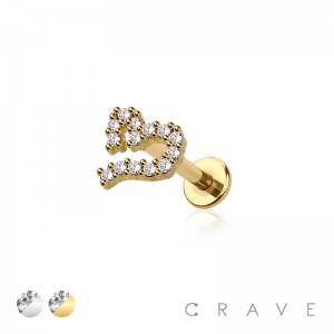 316L SURGICAL STAINLESS STEEL LABRET WITH LINE HEART TOP