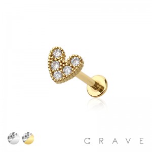 316L SURGICAL STEEL LABRET WITH HEART TOP