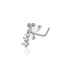 BUTTERFLY WITH CZ PRONG TRIPLE GEM 316L SURGICAL STEEL L-SHAPE NOSE STUD