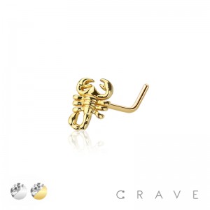 SCORPIONS TOP 316L SURGICAL STEEL L- SHAPE NOSE RING