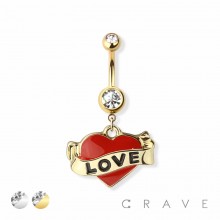 LOVE DANGLE 316L SURGICAL STEEL NAVEL RING