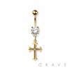 CROSS DANGLE 316L SURGICAL STEEL NAVEL BELLY RING