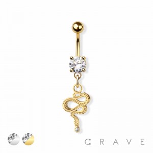 SNAKE DANGLE 316L SURGICAL STEEL NAVEL BELLY RING