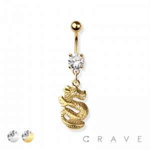 DRAGON DANGLE 316L SURGICAL STEEL NAVEL BELLY RING