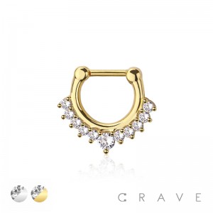 FRONT PRONGED CZ GEM SEPTUM CLICKER