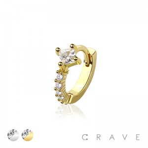 SQUARE CZ 316L SURGICAL STEEL HINGED SEGMENT HOOP RINGS