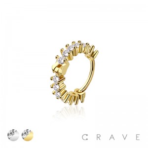 MULTI GEM 316L SURGICAL STEEL HINGED SEGMENT HOOP RING