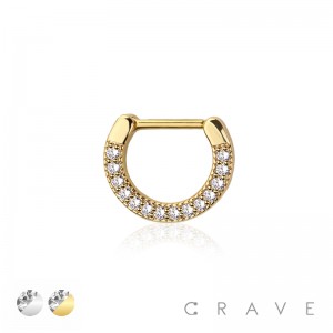 FRONT GEM 316L SURGICAL STEEL HINGED SEGMENT CLICKER FOR NOSE RINGS