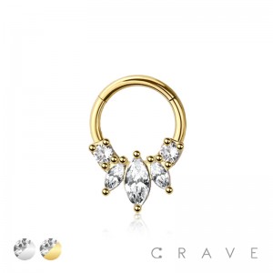 CROWN CENTER  316L SURGICAL STEEL HINGED SEGMENT RING