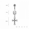 CROSS DANGLE 316L SURGICAL STEEL NAVEL BELLY RING